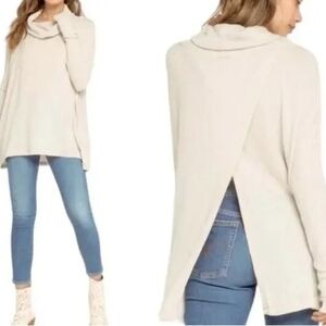 NWT Free People Juicy Long Sleeve Waffle Knit Thermal Shirt  Color Stone Cold